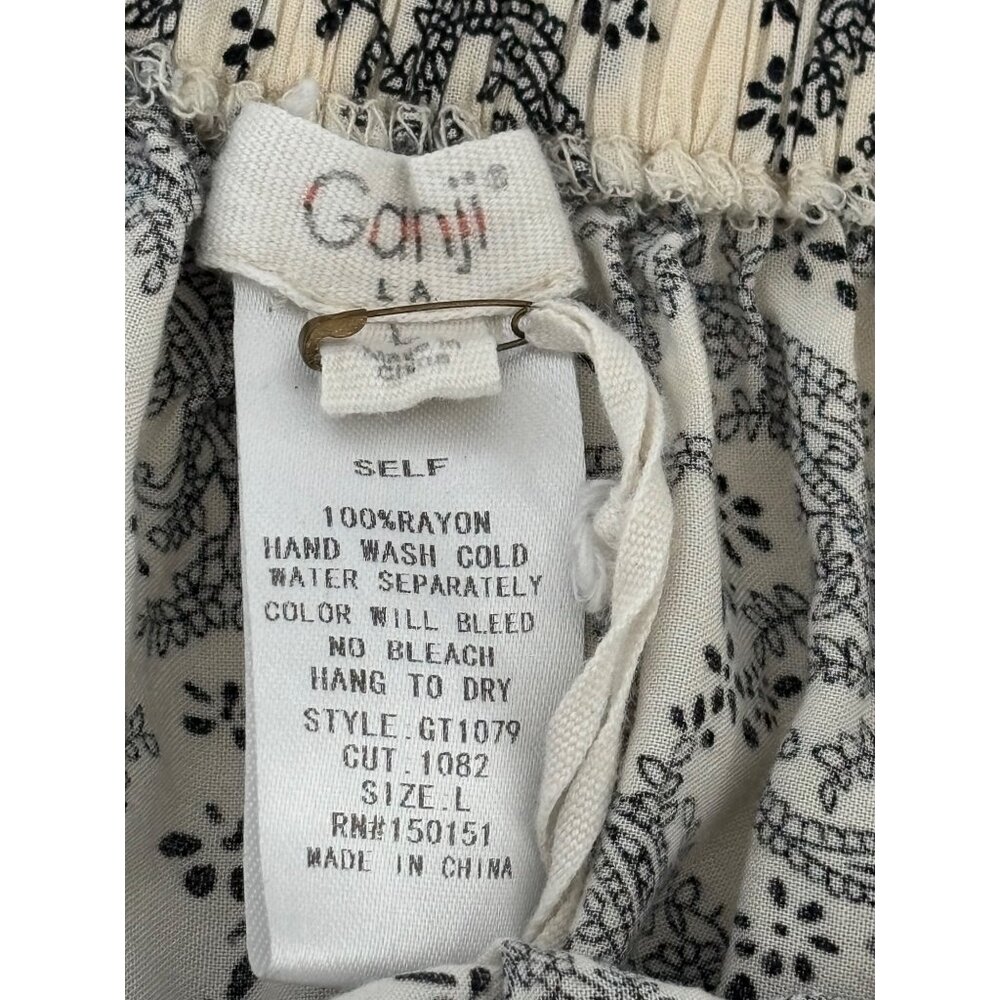 Ruffle Hem Skirt Large Black White Floral Paisley Boho Cottagecore Festival - Picture 5 of 13